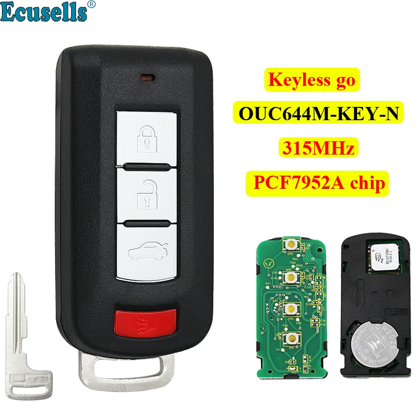 4 кнопки Smart keyless go вход дистанционный Автомобильный ключ для Mitsubishi Lancer Outlander Galant 315