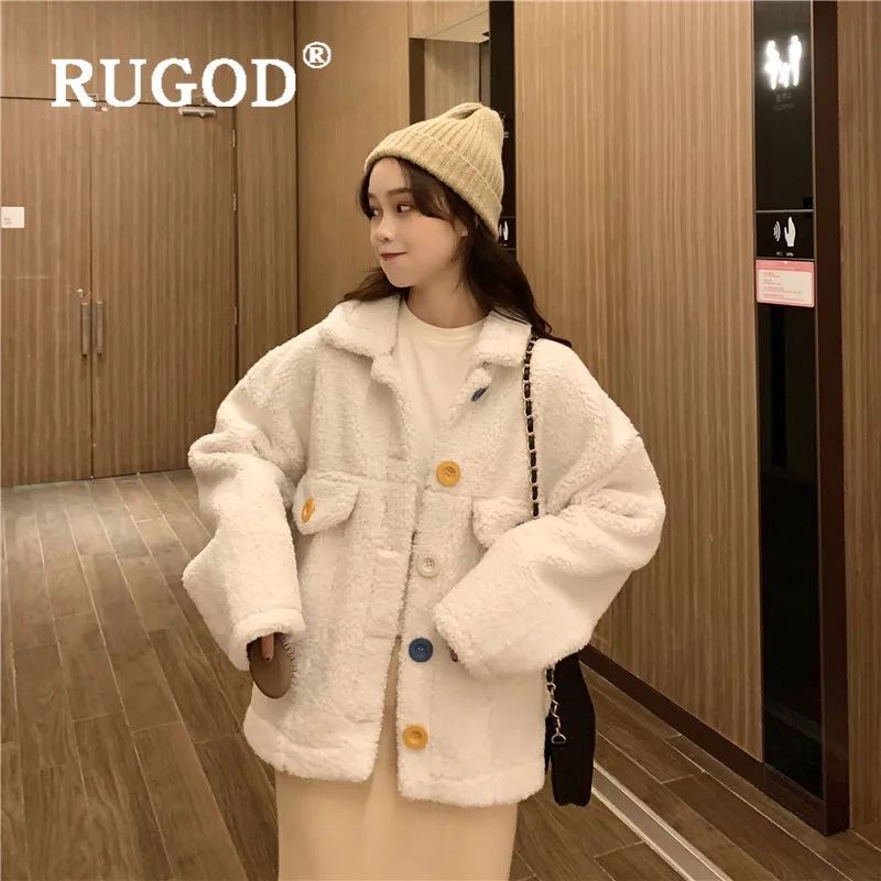 RUGOD 2019 Новое Женское пальто из овечьей шерсти толстое теплое зимнее с отложным