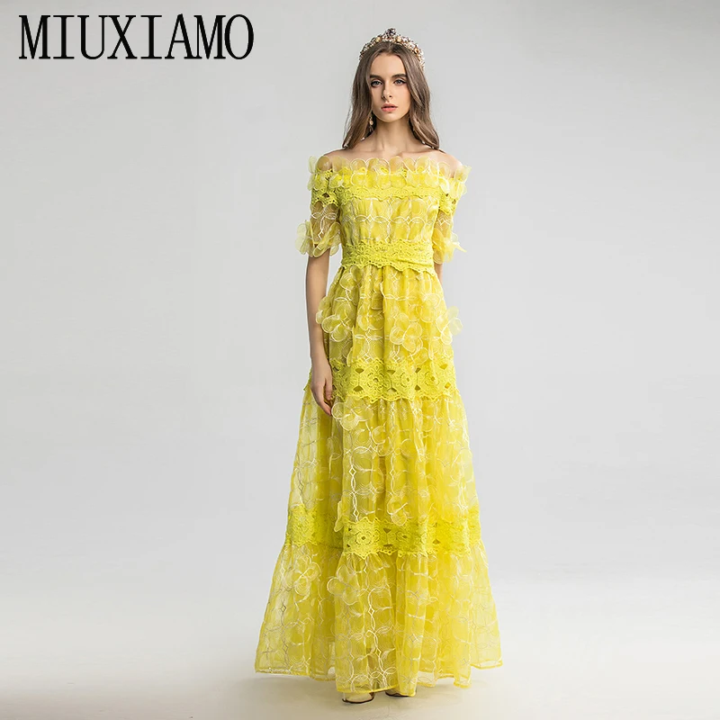 Discount Cheap lw0LY MIUXIMAO 2020 Spring Half Sleeve Dress Fashion Runway 3D Floral Lace Vintage Elegant Long Dress Women vestidos Cake Maxi Dress Discount Cheap lw0LY MIUXIMAO 2020 Spring Half Sleeve Dress Fashion Runway 3D Floral Lace Vintage Elegant Long Dress Women vestidos Cake Maxi Dress
