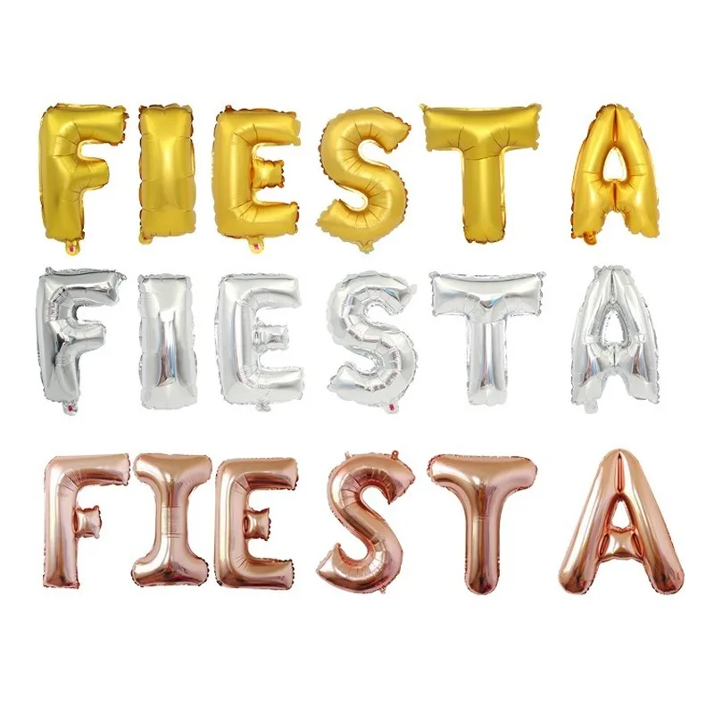 Горячая Распродажа, набор алюминиевых шаров с надписью FIESTA, золотые, розовые, золотые, мексиканские, испанские, карнавальные, вечерние, карнавальные, декоративные шары с алфавитом