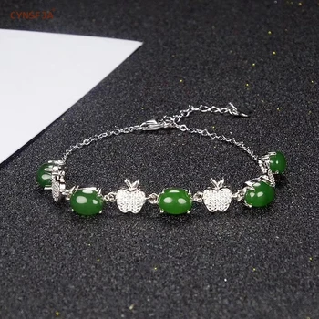 

CYNSFJA New Real Certified Natural Hetian Jasper 925 Sterling Silver Lucky Amulets Jade Bracelets Green High Quality Best Gifts