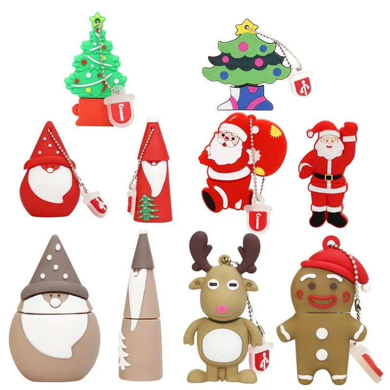 

USB Flash Drive 64GB Pen drive 128GB 32GB 16GB 8GB 4GB USB Flash Memory Stick mini snowman Christmas tree Santa Claus best gift