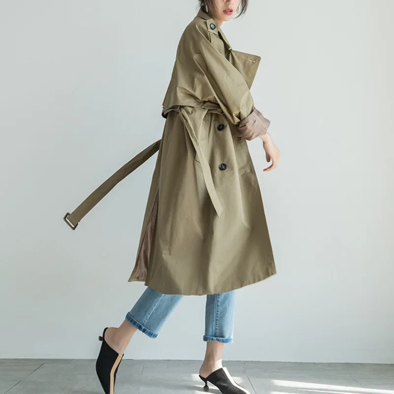 

LANMREM 2020 Spring New Products Fashion Lapel Long Knees Slim Temperament Windbreaker Women PA805
