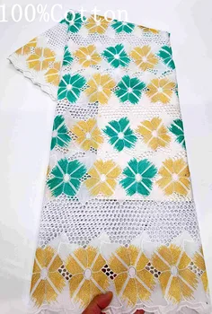 

5 yard Swiss lace fabric 2020 Latest Style Embroidery African 100% cotton fabrics Swiss voile lace popular Dubai style