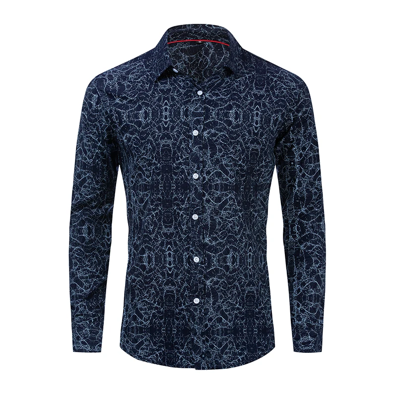 

Spring and Autumn New European Code Men's Shirt Spring and Summer Cotton Long Sleeve Shirt Corrugated Shirt