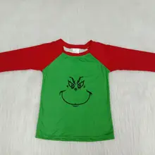 Детская Рождественская футболка для мальчиков красный зеленый топ с длинными рукавами молочный Шелковый материал, Детская Фестивальная одежда