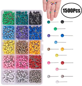 

Lvcky Map Push Pins Map Tacks Plastic Round Head Tacks with Steel Points