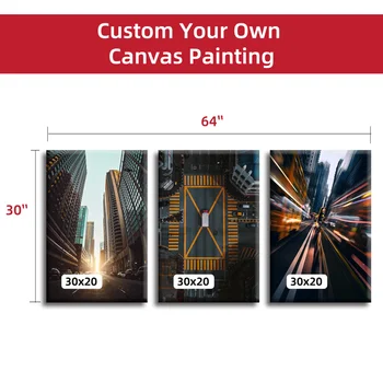 

Personalized Custom 3 Panel Canvas Wall Displays for Home decor Create Your Own Picture Rolled Canvas Printing 30"x60" Larger