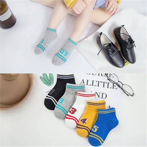 7-5pcs 5 пар, детские носки с ушками Микки Мауса, милые носки для маленьких девочек, сетчатые хлопковые детские носки в полоску для мальчиков и девочек, милые носки для От 1 до 12 лет - Цвет: 7-5pcs