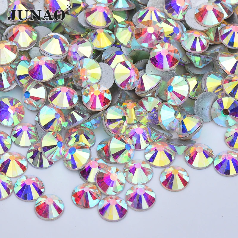 

JUNAO SS3 6 10 12 16 20 30 50 Glitter Crystal AB Glass Rhinestone Applique Flatback Nail Crystal Stone Non Hotfix Strass Crafts