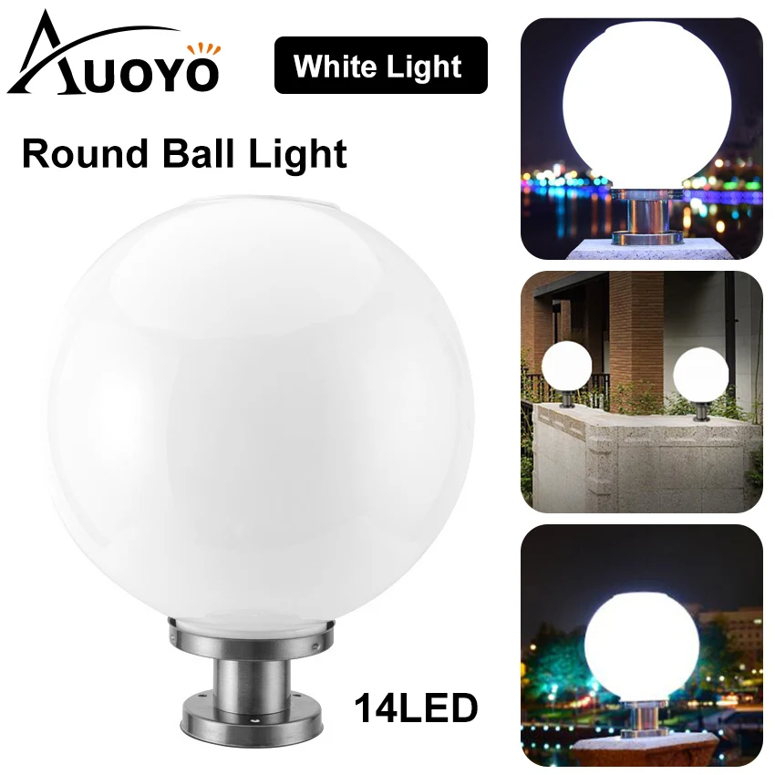 

Auoyo Solar Led Outdoor Light 14LED Stainless Steel Solar Post Lamp Outdoor IP65 Waterproof Column Head Light For Garden