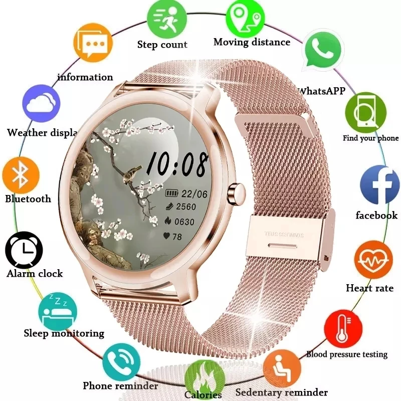 Reloj inteligente deportivo para mujer, smartwatch resistente al agua con control del ritmo cardíaco y de la música, para Xiaomi, Huawei, 2021