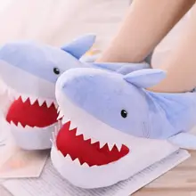 Зимние меховые тапочки; забавная обувь с супер животными для мужчин и женщин; теплые удобные домашние тапочки в форме акулы; пушистые шлепанцы