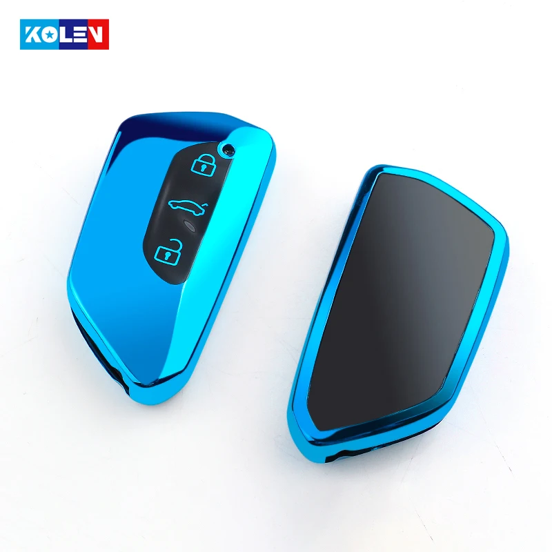 

New Soft TPU Car Remote Key Full Cover Case For Volkswagen VW Golf 8 Mk8 2020 Skoda 3 Buttons Car Smart Key Holder Fob Keychain