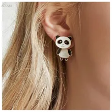 AOMU дизайн милые эмалированные панды двухступенчатые серьги-гвоздики для подарков на день рождения вечерние свадебные украшения Букле д 'Орель