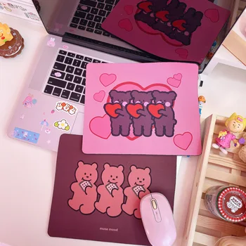 

1pc Cute Office Mouse Pad Square Rubber Cartoon Bear Computer Game Pad Non-slip