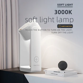 

Multifunctional LED Desk Lamp with Wireless Charger and Mirror 3-Level Brightness for Home Office