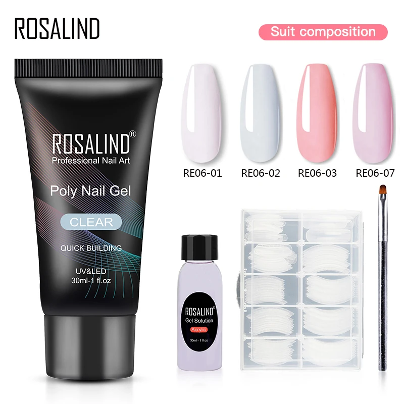 ROSALIND Poly набор гелей для ногтей дизайна маникюрный лак Быстросохнущий полигель