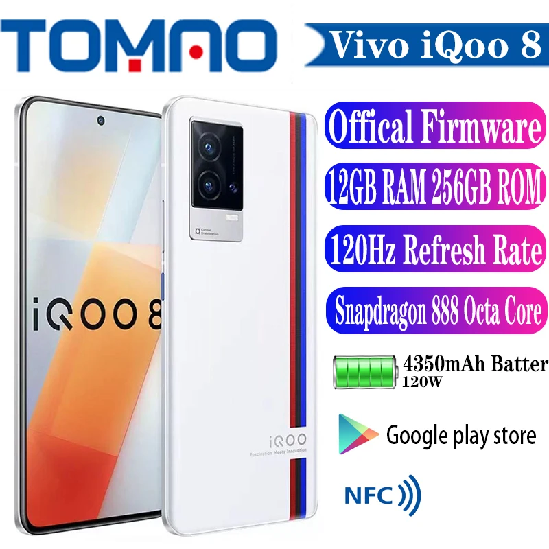 iQOO 8（12+12GBRAM / 256GB）Snapdragon 888 Original New Vivo IQOO 8 5G SmartPhone Snapdragon 888 8GB