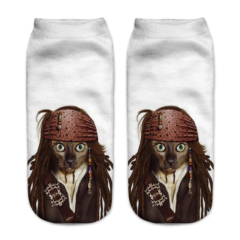 3D calcetines de mujer calcetines tobilleros Chaussette arte cachorro Hosiery moda Cool Funny Cat Life los Sox skpetki damskie - Цвет: cw5