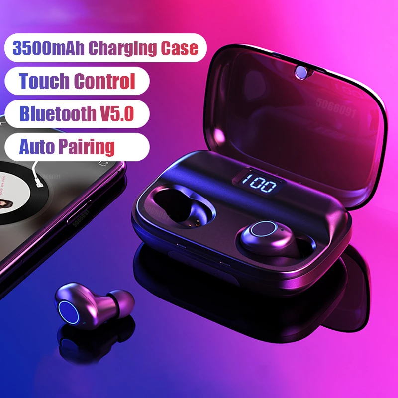 

Wireless Bluetooth Earphones With 3500mAh Charging Case Touch Control Bluetooth 5.0 Wireless Headphone With Mic For iOS Android