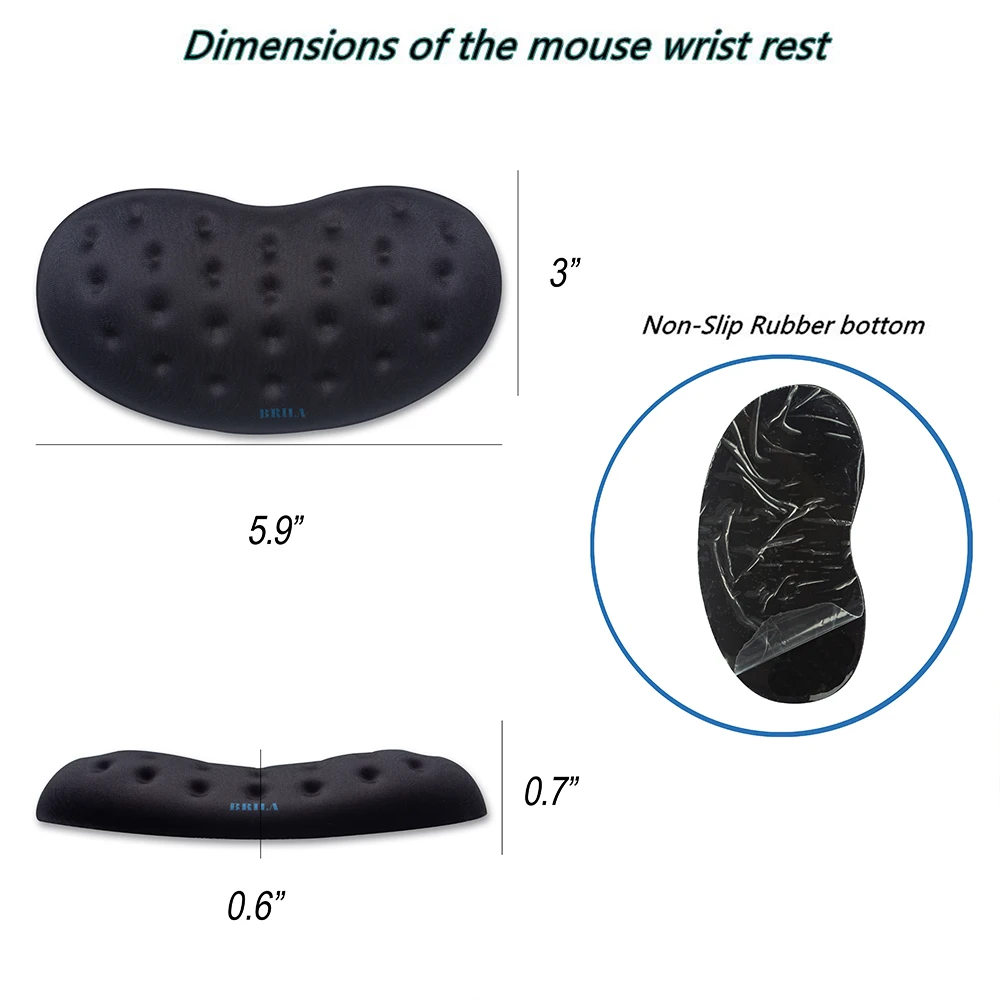 BRILA обновленная Эргономичная подставка для запястья мыши-мягкая пена с эффектом памяти Нескользящая мышь подушка для поддержки ПК игровой офисной работы