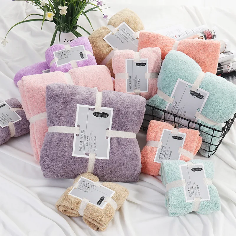 

2 Piece Set Home Textile Coral Velvet Absorbent Bath Towels For Adults Large Soft Comfortable Towel microfiber absorbent towel