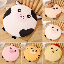 Coussin de siège rond en forme d'animaux mignons, chien de dessin animé tigre cochon, décoration de canapé, peluche douce, jouets, coussin de dos, poupée