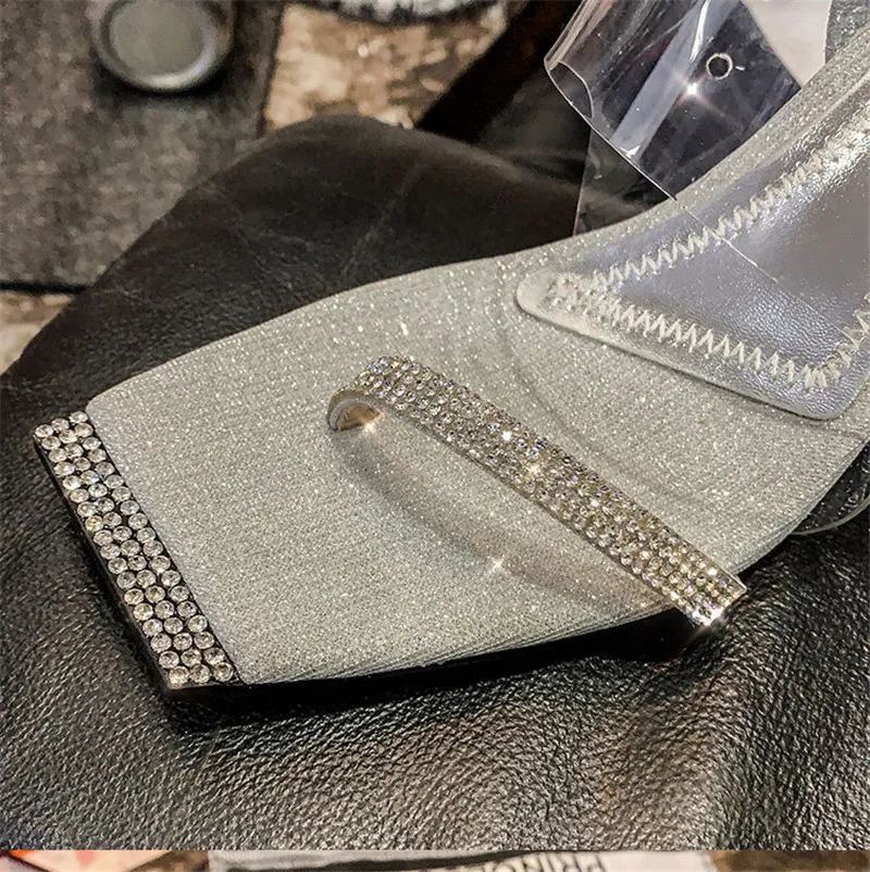 Fashion Rhinestone PVC Transparent Shoes Stilettos High Heels Sandals Women Sexy Party Silver Party Wedding Shoes Ladies Sandals (11)