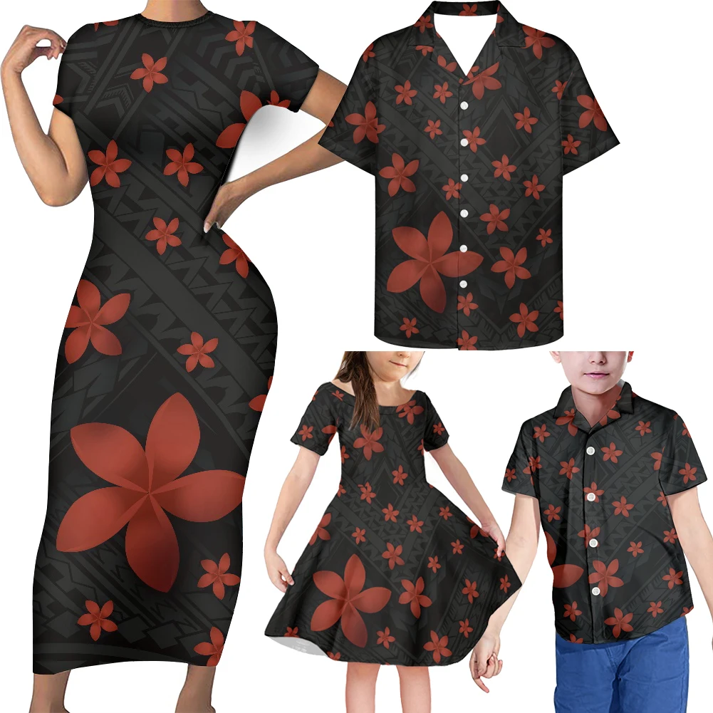 thumbnail image 1 of HYCOOL - Ropa a juego para madre e hija, diseño tribal polinesio dorado, venta al por mayor, 4 piezas, conjuntos familiares a juego, camiseta para papá, regalo, 1 of 5