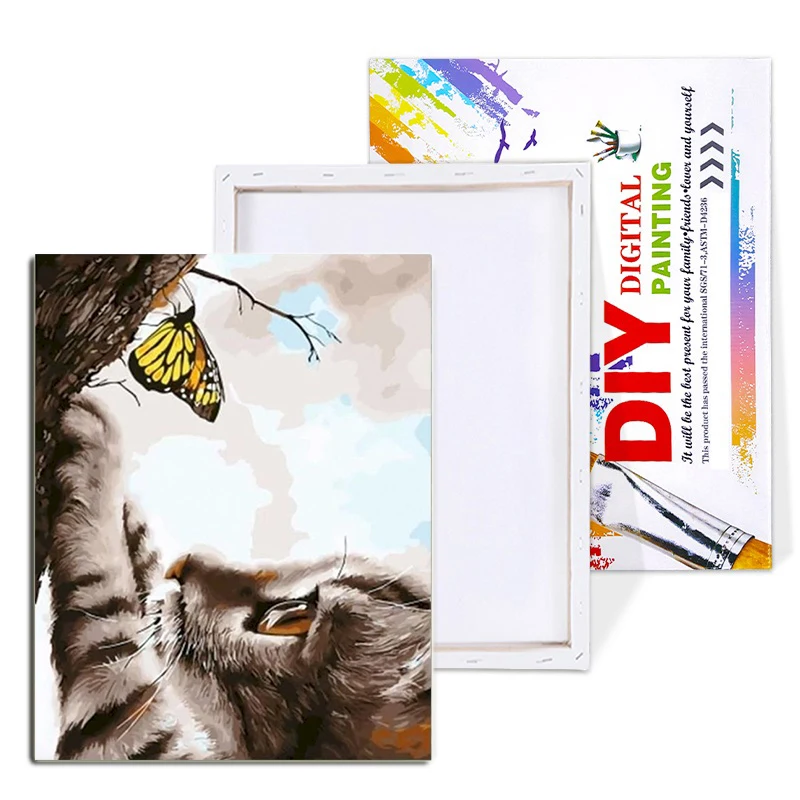 Cat Painting By Number Diy Animal On Canvas With Frame Oil Picutres Drawing By Number HandPainted Coloring Home Decor Walls Art