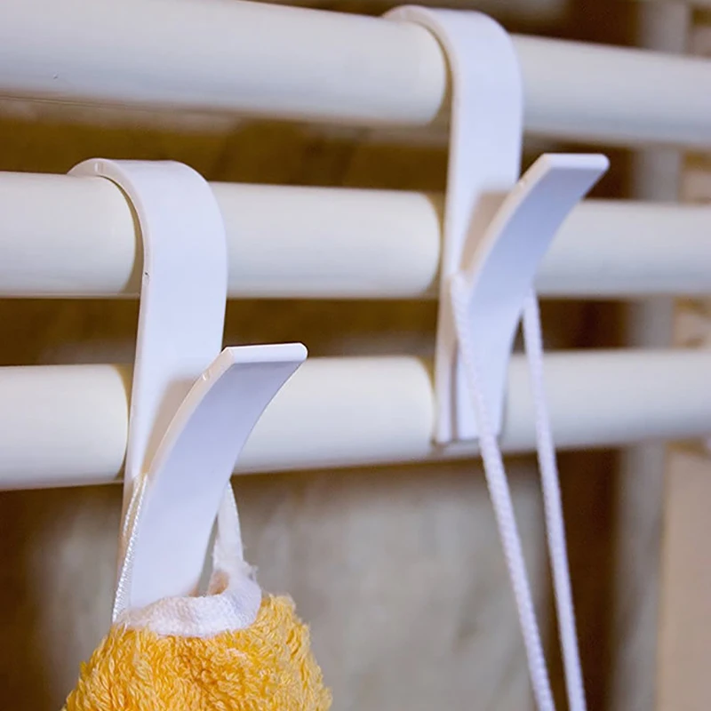 Ganchos de plástico para calentar toallas, radiador, bufanda, colgador de ropa, blanco, transparente, gancho de baño, 1/2/4/6 Uds.