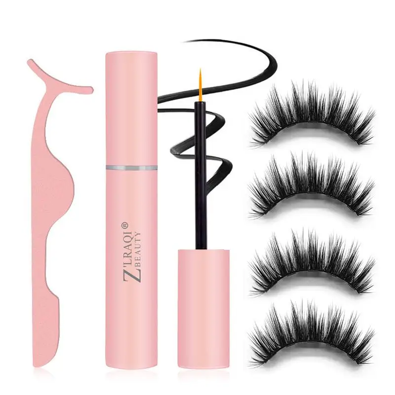 

5 Magnet Magnetic False Eyelashes Eyeliner Kit Natural Full Coverage Glue-free False Eyelash Eye Lashes Extension Makeup Tools