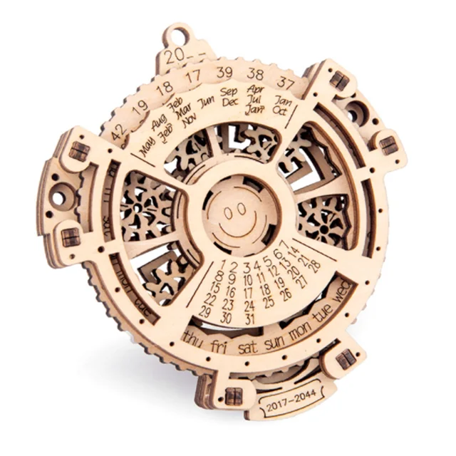 DIY Wooden Machinery Perpetual Calendar Gear Rotating Assembly Model Nordic Desktop Creative Ornaments Wooden Assembles Toy 3