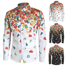 Мужская Осенняя Модная рубашка, Повседневная рубашка, Мужская Рождественская рубашка с длинными рукавами, блузка, рубашки, camisas hombre#4O28