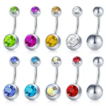 14 г 1 шт. кольца пупка Хирургическая сталь CZ инкрустированные шарики для женщин девочек пупка короткие Кольца Пирсинг 6 мм 8 мм 10 мм
