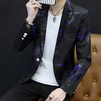 

Men Floral Print Long Sleeve Lapel One Button Blazer Coat Suit Jacket Fashion Solid Slim Wedding Set Vintage Classic Blazers Mal