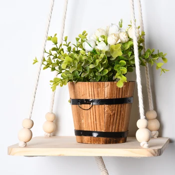 

Plant Short Rope Hand-knitted Mural Flower Pot Net Pocket Hanging Basket Indoor And Outdoor Plant Lanyard Cotton Color Cozy