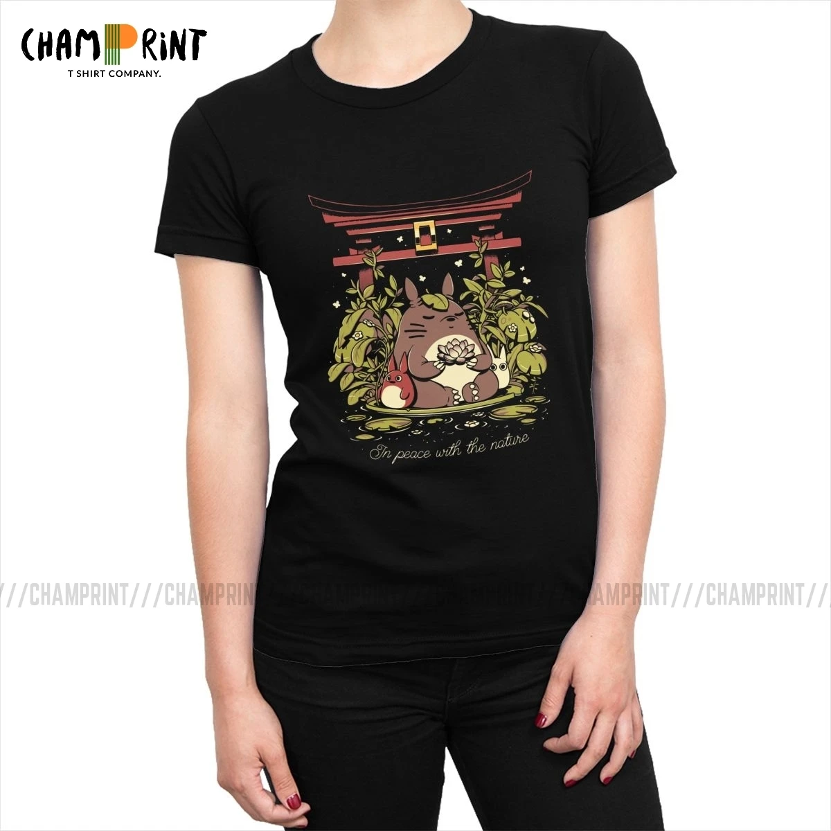 В мире с природой футболка Женская Студия Ghibli тройники топ Хаяо Миядзаки Тоторо Гранж рок футболка потрясающая одежда для женщин