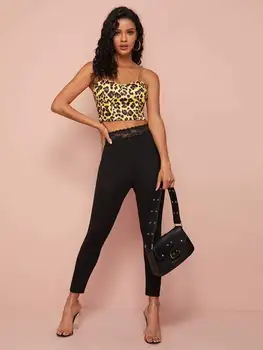 

Fashion Women Ladies Solid Skinny Slim Lace Plain High Waist Cotton Capri Leggings With Hem Pants