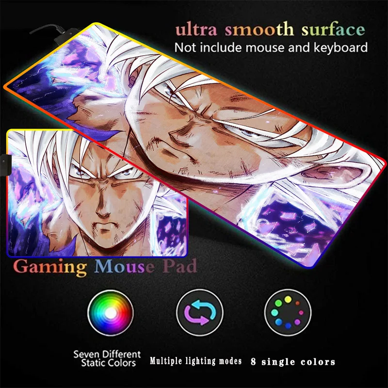 

Dragon Ball Anime Large Gaming Mouse Pad XXL Gamer Keyboard Mousepad RGB LED Glow Maus Pad with Locking Edge Gamer Desk Mat