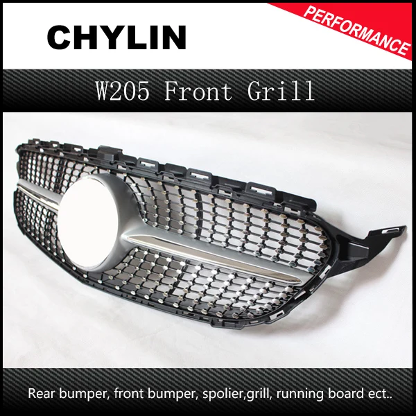 

New C Class W205 Diamond Grille ABS Material For Mercedes C180 C200 C250 C350 C400 C450 C220 Sporty 2015 2016 Front Grill