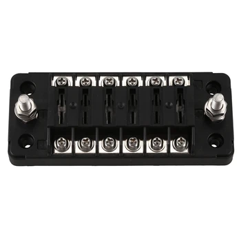 

6 Way Fuse Block Fuse Box with Negative Bus 6 Circuit Fuse Holder Fuse Block Bus Waterproof Protection Cover Sticker Labels for