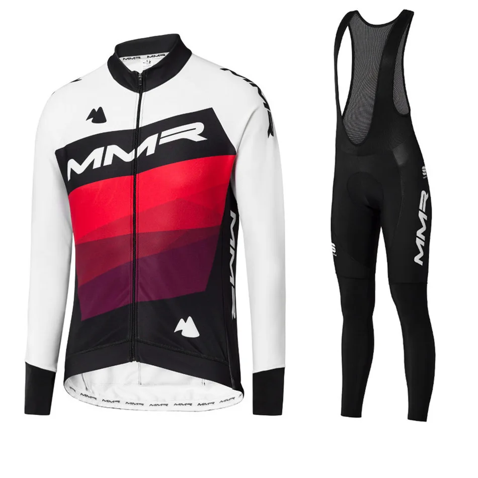 

MMR Male Cycling Jersey Gel Pad Bib Pants Kits Winter Long Sleeve Jersey Sets Thermal Fleece Bicycle Clothing Sets MTB Ciclismo
