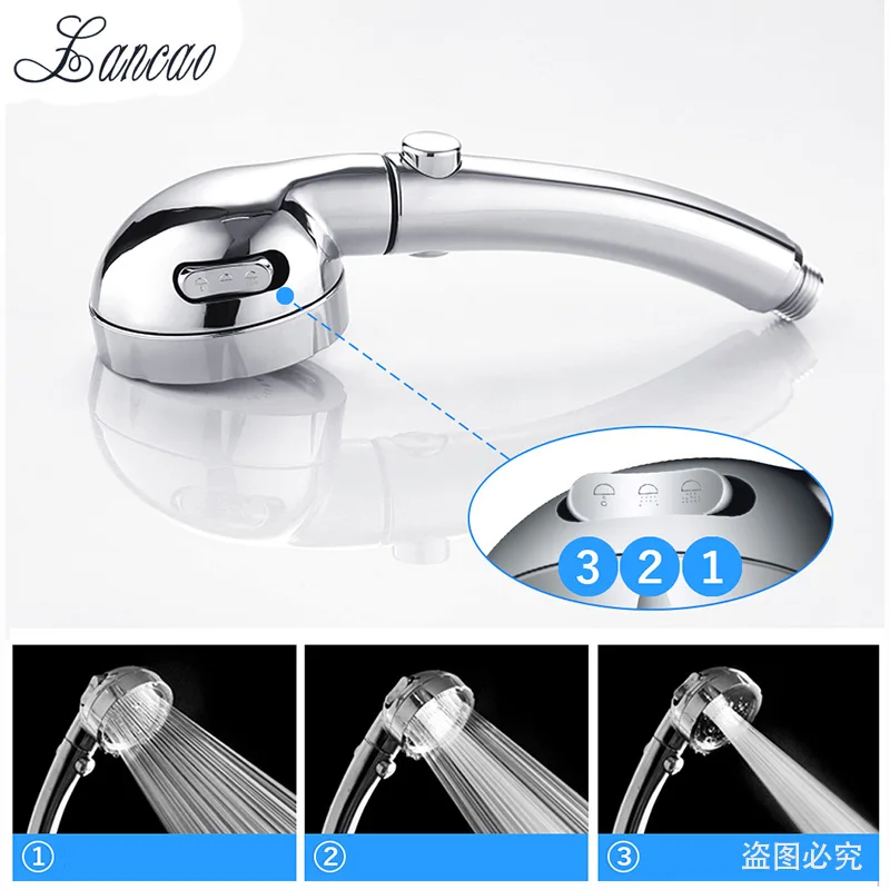 HandheldShowerHeadHighPressureChrome3SparySettingwithONOFF