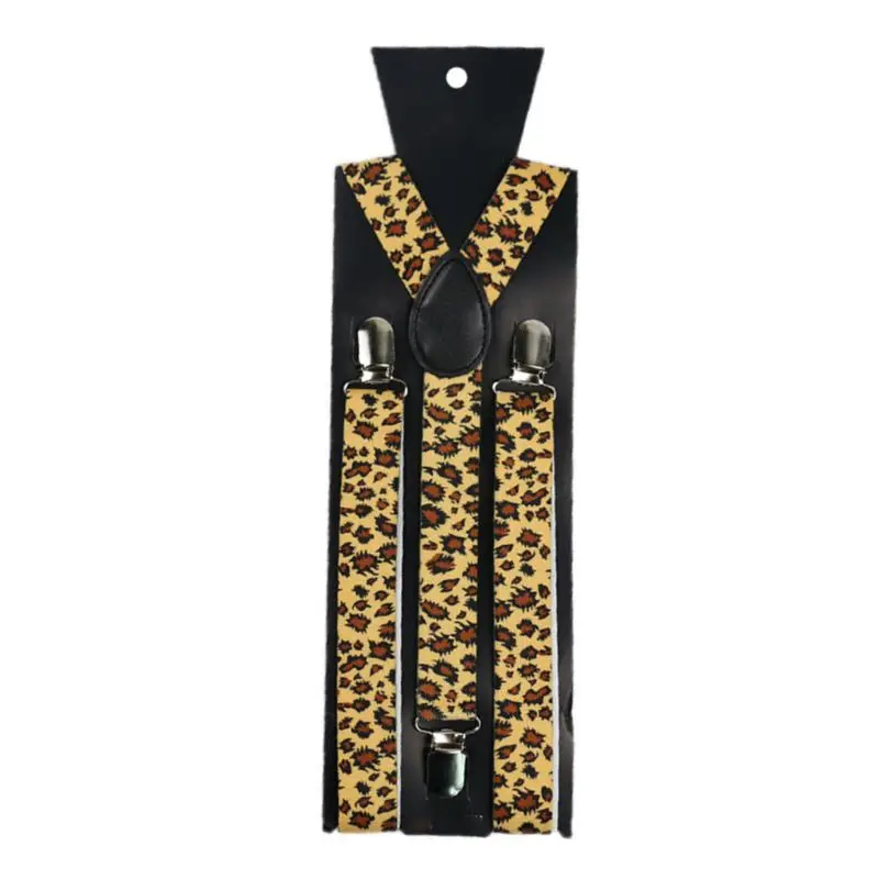 Комплект с галстуком-бабочкой на подтяжках для мужчин и женщин, ширина 2,5 см, животный Леопардовый принт, регулируемый, 3 зажима, Y-Back, эластичный пояс, подтяжки, галстук-бабочка