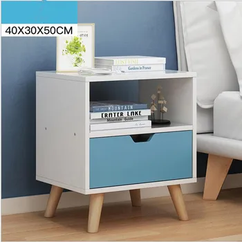 

Nordic 2 Drawer Bedside Table Bedroom Solid Wood Storage Iron Locker Light Luxury Small Cabinet Bedside Cabinet