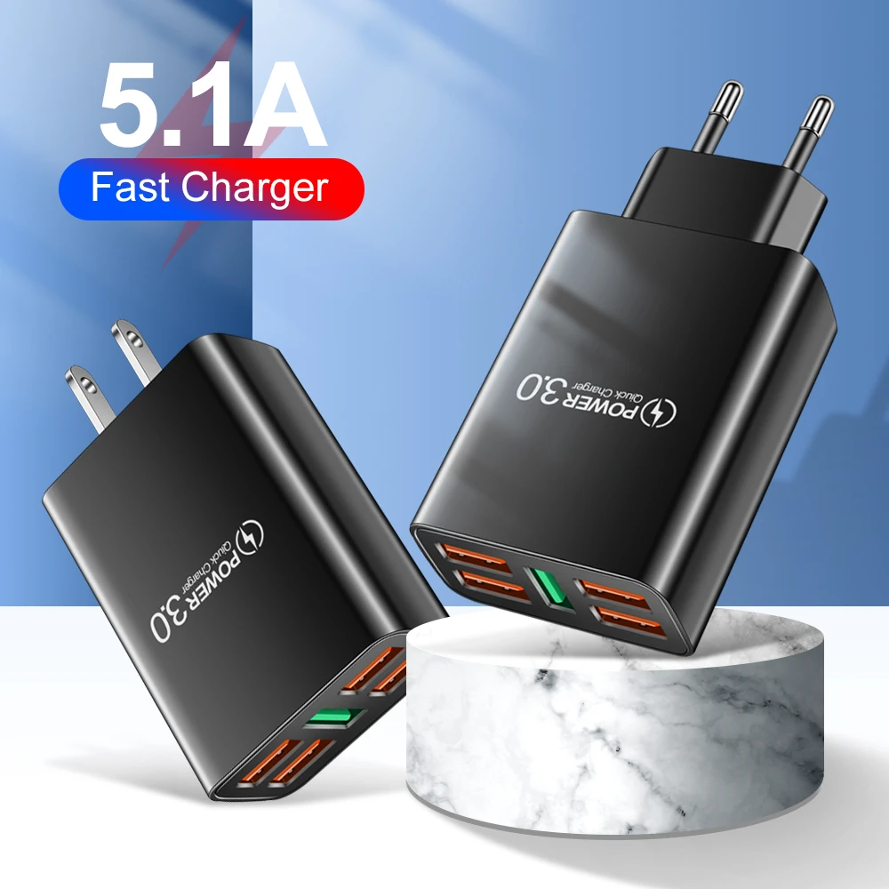 2A/5V USB Mobile Phone Charger 5 Port USB Travel Charging Head European Standard American Standard Adapter For Samsung Xiaomi 5v 1a usb