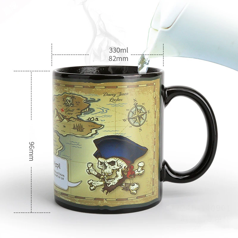 Карта сокровища, цветная зарядка, чашка для воды, Пиратская, обесцвечивающая, керамическая кружка, Казначейская, температурная чашка, вкус, мультяшная кружка для путешествий, кофейная кружка