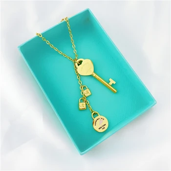 

Stainless Steel metal necklace Women pendant necklaces jewelry Dtif double heart necklace women gold necklace chain gift women